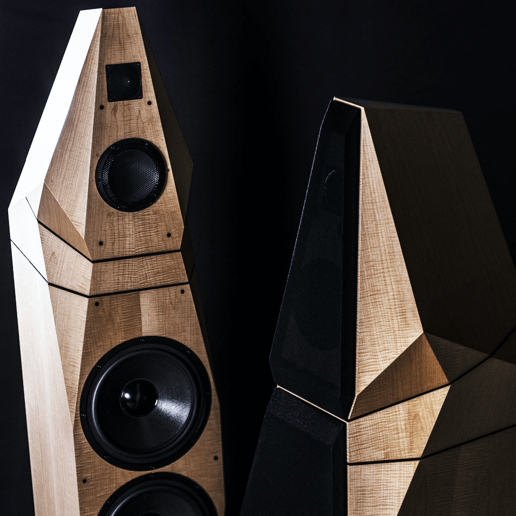 Avalon Acoustics Saga Signature loudspeakers are available in Birdseye Maple, Curly Maple, Quilted Cherry, Figured Walnut, Polychrome, and Black finishes